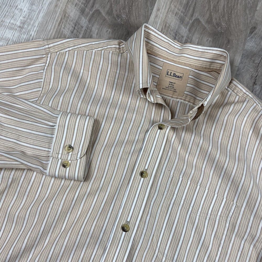 L.L. Bean Men's Striped Button-Down Shirt Tall